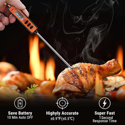 TempPro TempSwif 1 Sec Digital Meat Thermometer for Cooking Food | Meat Thermometer Digital Backlitght LCD Display, 5.3-inche Super Long Probe, Bread Baking Sourdough Liquids Candy Making Gift