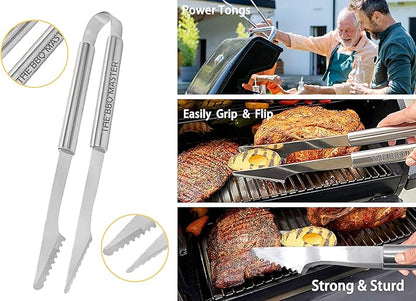 Bonsai Tree Papa Gifts, Papa Gifts from Grandkids, Grill Tool for Papa Present - Cool Grilling BBQ Set for Grandpa- Stainless Steel Heavy Duty Set 4