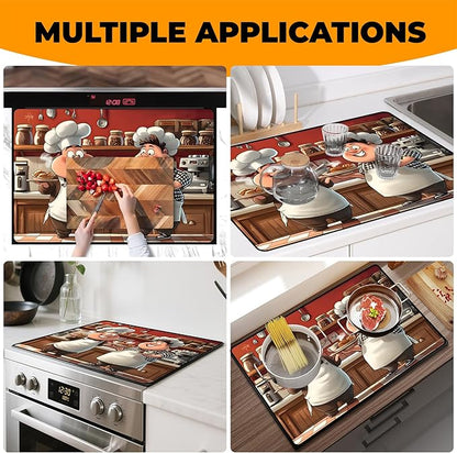 Heat-Resistant Glass Stove Top Cover with Anti-Slip Rubber Coating – Electric Stove Protector, Scratch-Resistant, Expands Counter Space, Stylish Kitchen Decor (Cooks)