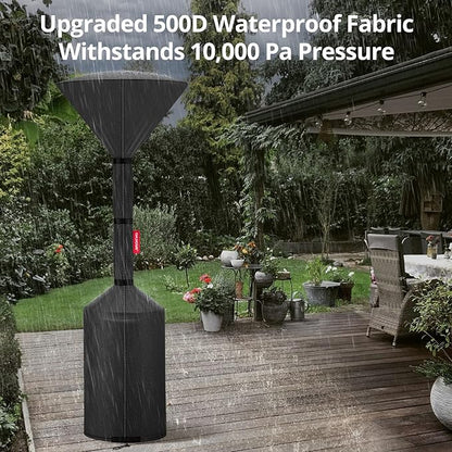 QH.HOME Patio Heater Covers, [2026 Upgraded Tear-Resistant Fabric] Waterproof with Robust Zipper,Dustproof/Wind/Sunlight/Snow-Resistant, (89"H x 33"D x 19"B ,Black)