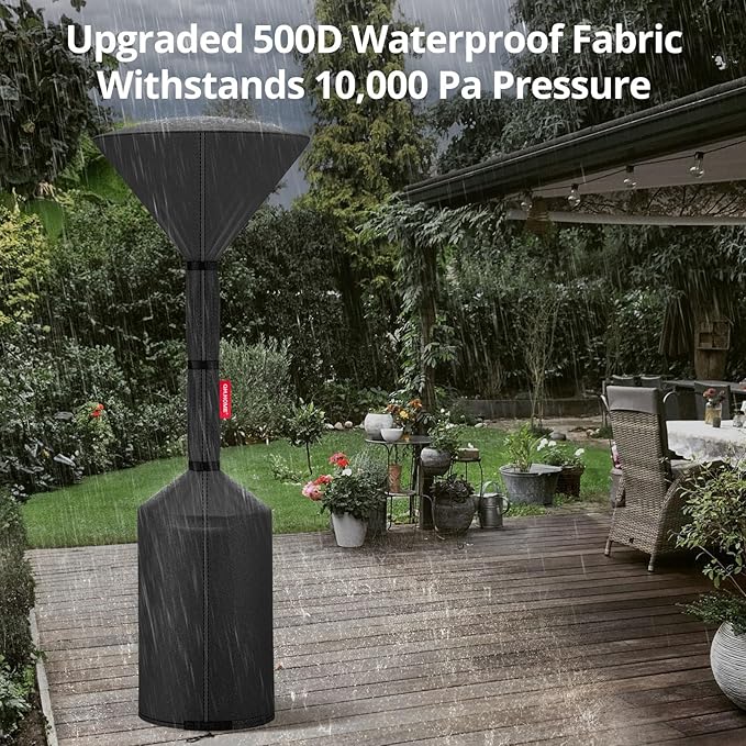 QH.HOME 2 Packs Patio Heater Covers, [2026 Upgraded Tear-Resistant Fabric] Waterproof with Robust Zipper,Dustproof/Wind/Sunlight/Snow-Resistant,(2 Pack-89"H x 33"D x 19"B ,Black)