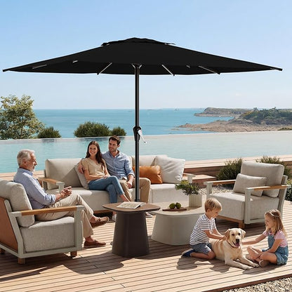 AreShark 8' x 10' Rectangle Patio Umbrellas for Outdoor, Outdoor Table Umbrella, Large Outdoor Patio Umbrellas with 8 Sturdy Ribs for Pool, Garden, Market (Black)