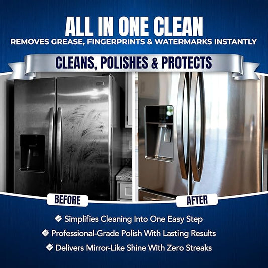 Sheila Shine 1 Quart Stainless Steel Cleaner and Polish - Cleans, Polishes & Protects Kitchen Appliances, Refrigerators, Sinks, Ovens & Grills - Spray & Polish Stainless Steel Cleaner