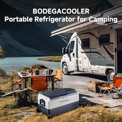 BODEGACOOLER 12 Volt Car Refrigerator,38 Quart Portable Freezer,Car Fridge Dual Zone APP Control,36L -4℉-68℉ Electric Compressor Cooler 12/24V DC and 100-240V AC for RV,Travel,Camping,Road Trip