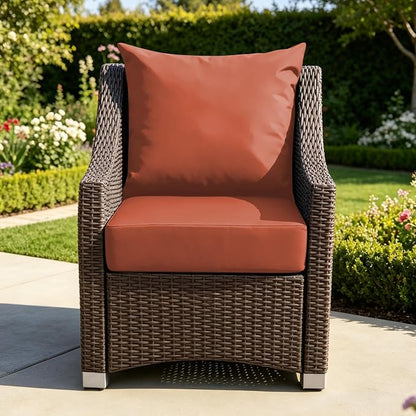 Patio Cushions for Outdoor Furniture, 24x24 Outdoor Couch Cushions, Waterproof & Fade-Resistant Patio Chair Cushions with Removable Cover, Replacement Outdoor Deep Seat Cushion, Spice (Set of 1)