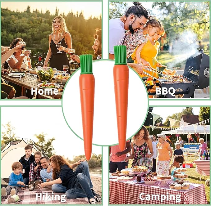 2 Pcs Silicone Oil Brush Creative Carrot Shape Silicone Baking Brush for Cooking, Kitchen Tool