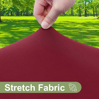 Smiry Round Spandex Tablecloth, Elastic Fitted Washable Tablecloths for 36"-44" Tables, Waterpoof Stretch Picnic Table Cover for Dining, Indoor and Outdoor, Wine Red
