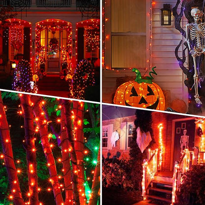 weillsnow 500 LED Halloween String Lights,164 FT Twinkle Lights Waterproof | Orange, 8 Modes, Plug in, Timer & Memory Function, for Halloween Party Garden and Home Decor, Indoor&Outdoor Use
