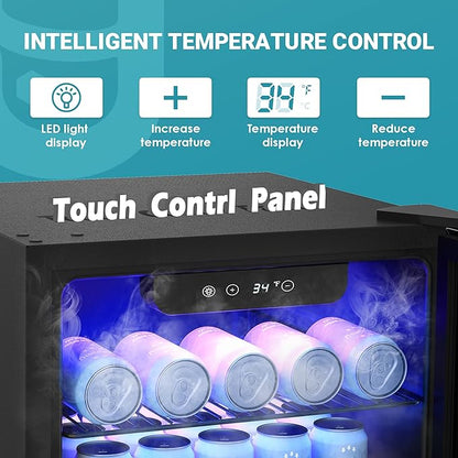 EUHOMY Wine Cooler, 128 Can Wine Fridge with Glass Door for Soda Beer or Wine, Mini Fridge for Home, Office, Bar with Adjustable Removable Shelves, Silver