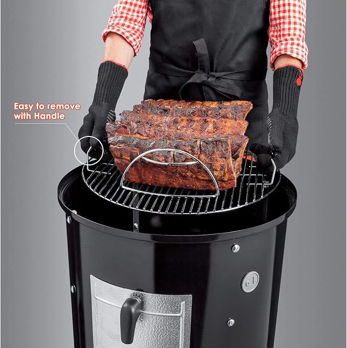 Uniflasy 7436 Upper Cooking Grate, 85041 Lower Grate, 63014 Charcoal Grate for Weber Charcoal Grill 22 Inch Smokey Mountain Cooker, 22" Charcoal Smoker Parts, 2 Cooking Grate and 1 Charcoal Grate