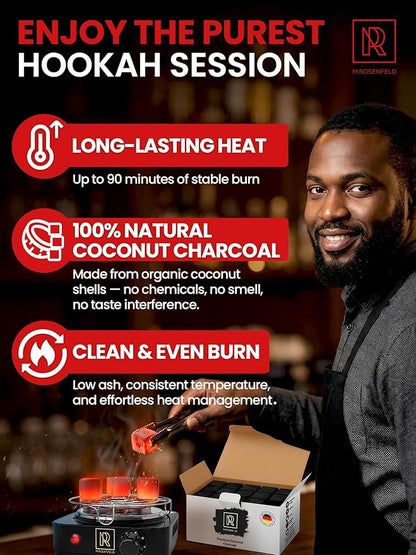 Hookah Charcoal Hookah Coals Coconut – XL Pack 84 Count & 1.2 KG (2.6 lbs) – Premium Quality 25mm (1x1x1 in) – 100% Natural Coconut Coals for Hookah Cubes – NOT Quick Light