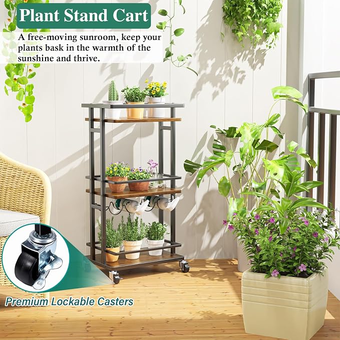 OKZEST 3-Tier Bar Cart for Home, Mini Rolling Liquor Cabinet & Serving Cart | Small alcohol coffee bar cart for party, Holds wine, liquor, beverage, glassware, shaker, coffee supplies, Rustic farmhouse