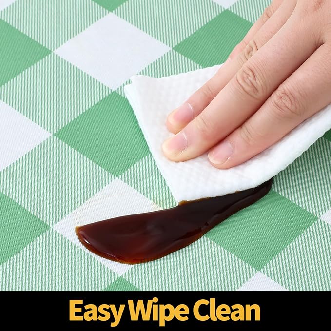Smiry Rectangle Picnic Table Cloth, Elastic Waterproof Fitted Vinyl Tablecloths, Flannel Backed Buffalo Plaid Table Covers for Dining, Camping, Outdoor (Sage Green and White, 30" x 72")