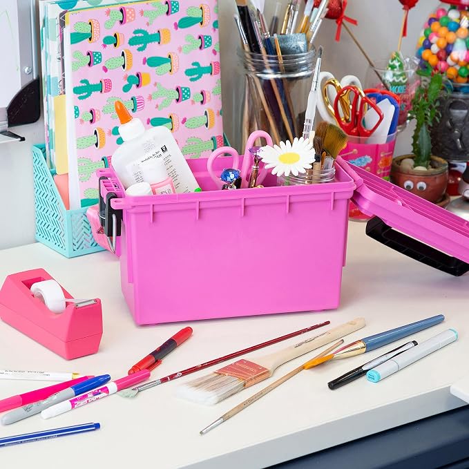 Sheffield Ammo Box Made in USA, Stackable Lockable Ammo Storage Box, Pink | Lockable Storage Box, Water and Dust Resistant Dry Box, Secures Hunting Gear, Gun Accessories, Supplies, and Bullets