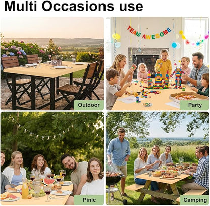 Smiry Rectangle Tablecloth, Elastic Fitted Flannel Backed Vinyl Tablecloths for 8ft Folding Tables, Waterproof Wipeable Table Covers for Indoor, Outdoor, Picnic and Camping (Light Camel, 30"x96")