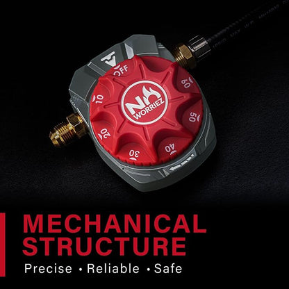 NO WORRIEZ Bypass Propane & Natural Gas Timer, 3/8" Flare, Flex Hose | Safety Auto Shut Off, 80,000 BTU, Fits Outdoor Grill, Fire Pit, Pizza Oven, BBQ, Smoker, Turkey Fryer, Mechanical Valve