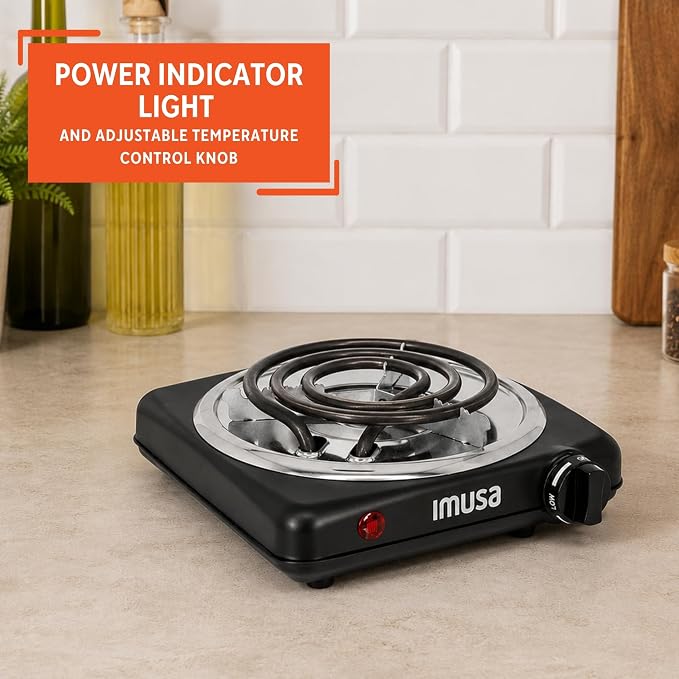 IMUSA Mini Compact 1000W Single Coil Electric Hot Plate Portable Burner