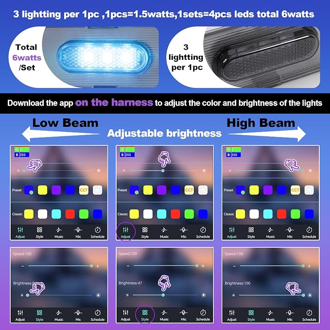 RGB Led Grills Light for 4Runner TRD-Sport TRD Offroad 2025 2026 | 4 in 1,6th gen Toyota 4runner oem 2027 grill light assembly