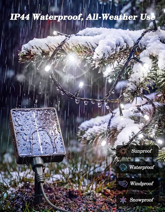 LitHome 2Pack Solar String Lights Outdoor with Remote, Total 400LED 132FT | 8 Modes Solar & USB Powered Christmas String Lights with Remote for Patio Garden Yard Tree Decor, Cool White & Warm White