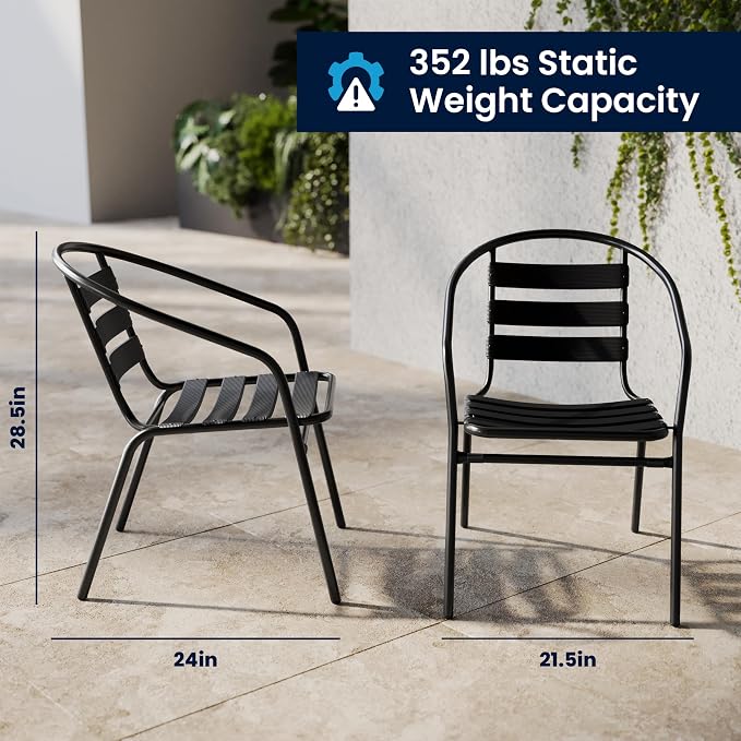 Flash Furniture 31.5 in Aluminum Round Table, Black | Durable Construction, Commercial Use