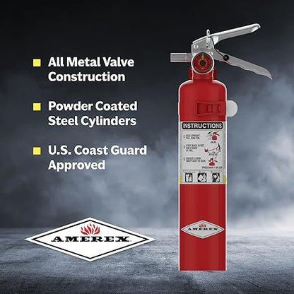 Amerex B417, 2.5 lb. ABC Dry Chemical Class A B C Fire Extinguisher with Wall Bracket, 2 Pack
