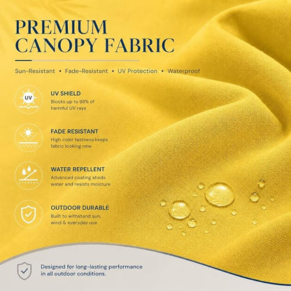 10ft Patio Umbrella, 3-Tier Vented Outdoor Table Umbrella with 8 Sturdy Fiberglass Ribs, Windproof Market Umbrella with Push Button Tilt and Crank, UV Protection for Deck, Pool, Sunshine Yellow