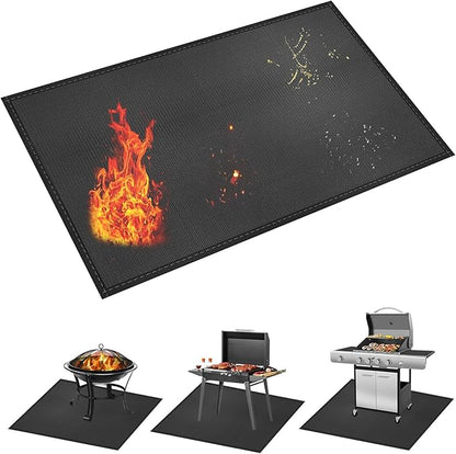kanhiro Large 65 x 48 inches Under Grill Mat for Outdoor Grill, Indoor Fireplace/Fire Pit Mat, Double-Sided Fireproof Grill Pad, Oil-Proof Waterproof BBQ Protector for Decks and Patios