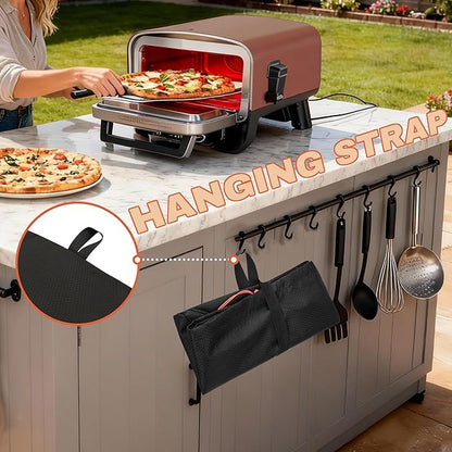 CROTIRAD Waterproof Dust Cover for Ninja Pizza Oven OO100 Series, Accessories for Ninja Woodfire Outdoor Pizza Oven with Drawstrings, UV-Resistant, Elastic Band, Hang Strap, Black