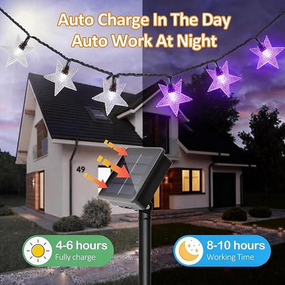 Twinkle Solar Star String Lights Outdoor Waterproof Fairy Lights 39FT 100 LED with 8 Lighting Modes for Camping Garden Wedding Party Tree Holidays Backyard Patio (Purple)
