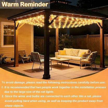 12ft x 12ft Net Lights Halloween Decorations, 400LED 35 Colors Changing Large Gazebo Net Lights Clear Wire, Waterproof Fairy Lights Chandelier for Patio Pergolas Backyard Bush Wedding Outdoor Party