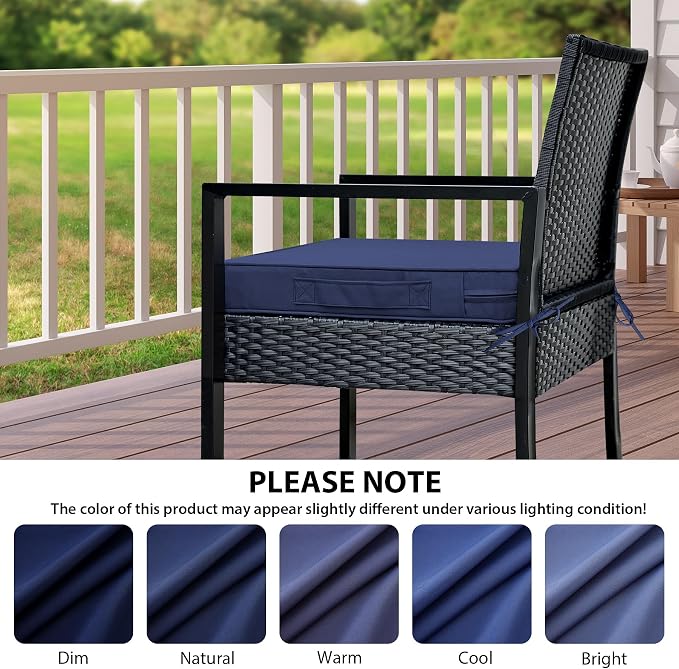 IPYNBAP Outdoor Chair Cushions Set of 4 -Waterproof Outdoor Seat Cushions for Patio Furniture, Patio Chair Cushion with Handle and Ties, Out Door Chair Pads,18.5x16x3-Square, Navy Blue