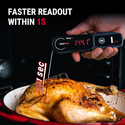 TempPro TempSwift 1 Sec Instant Read Meat Thermometer Digital | Kitchen Food Thermometer with 180° Rotating Display, IP67 Waterproof Cooking Thermometers for Deep Fry Smoker Grill BBQ