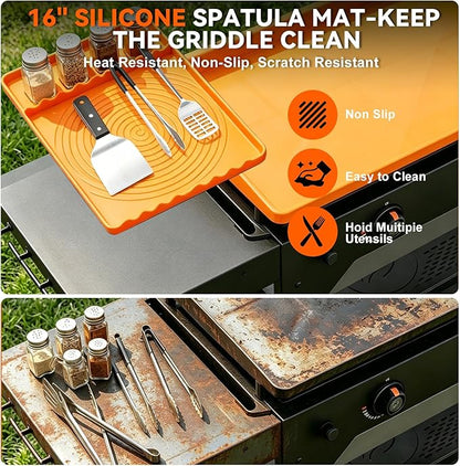 Silicone Grill Mat Set for Blackstone 36" Griddle – 36" Edge-to-Edge Griddle Mat, 16" Tool Mat & 70" Floor Mat, Heat Resistant, Waterproof, Helps Protect Griddle from Rust & Bugs, Keeps Decks Clean