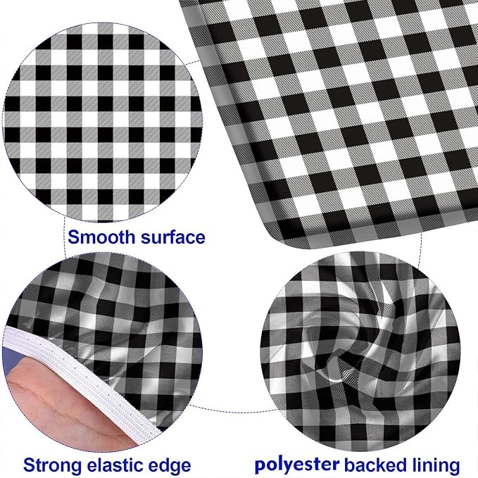Buffalo Plaid Picnic Fitted Tablecloth and Bench Cover, 3-Piece Set, Edged Checkered Fitted Tablecloth for Outdoor Dining, Camping, RVs, Picnics, Patios Decor, 72x28 in