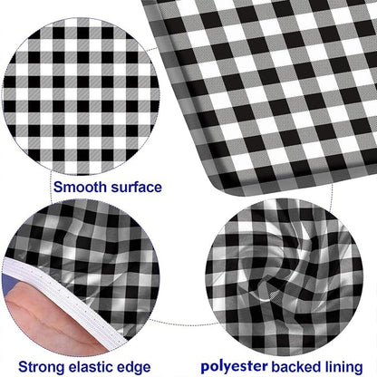 Buffalo Plaid Picnic Fitted Tablecloth and Bench Cover, 3-Piece Set, Edged Checkered Fitted Tablecloth for Outdoor Dining, Camping, RVs, Picnics, Patios Decor, 72x28 in