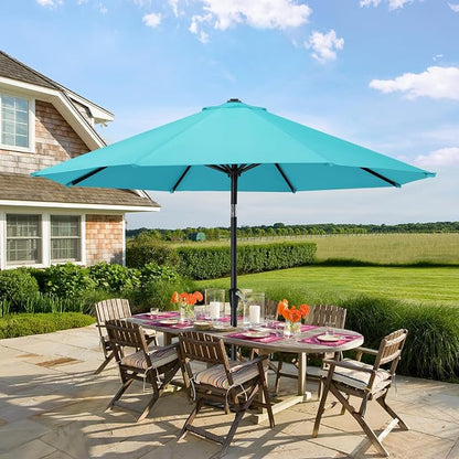 MASTERCANOPY 9ft Patio Umbrella with Tilt & Crank, Turquoise | 8 sturdy ribs;UV/water resistant;Vent;easy setup;for garden/deck/backyard/pool
