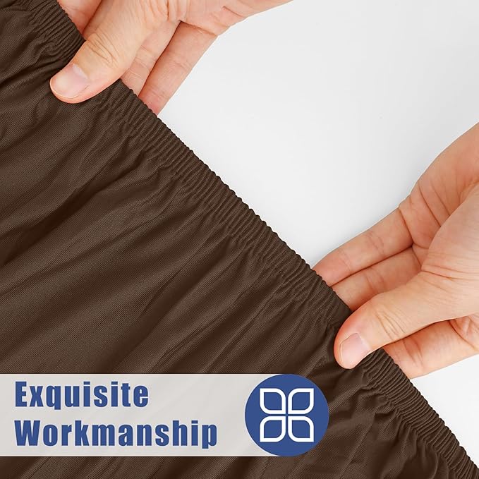 Moosfor Spandex 8 Foot Rectangle Table Cloth, Elastic Fitted Tablecloths for Picnic, Stretch Washable Patio Table Cover for Outdoor, Camping, Banquet and Parties (Coffee, 30"x96")