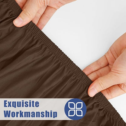Moosfor Spandex 8 Foot Rectangle Table Cloth, Elastic Fitted Tablecloths for Picnic, Stretch Washable Patio Table Cover for Outdoor, Camping, Banquet and Parties (Coffee, 30"x96")