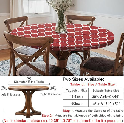 opstellen Fitted Round Tablecloth Wipeable Table Cloths Vinyl Indoor Outdoor Circle Covers for 45-54inch Table Dining Living Room Home Must Haves Gifts Summer Fall Patio Picnic Camping Garden Stuff