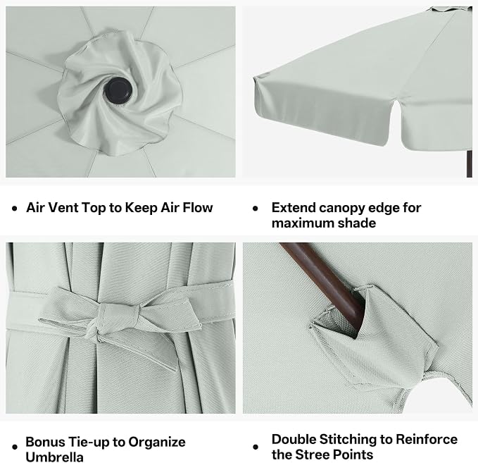 MASTERCANOPY Valance Patio Umbrella 10 ft Replacement Canopy for 8 Ribs-Grey Canopy Only