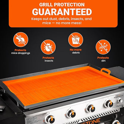 36” Silicone Griddle Mat & Scraper for Blackstone – Heat Resistant BBQ Accessories with Handles – Foldable, Heavy Duty Flat Top Grill Mat – Protects from Rust, Dirt, Insects