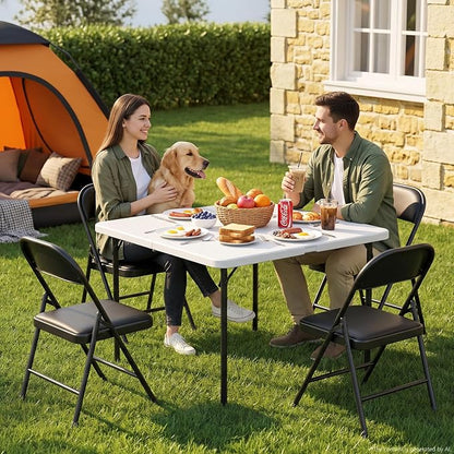 Folding Table and Chairs Set for 4, 5 Piece Card Table Set with 36" Square Foldable Table & 4 Padded Folding Chairs, Portable Indoor Outdoor Dining Table Set for Picnic, Camping, RV, Game Night, Patio
