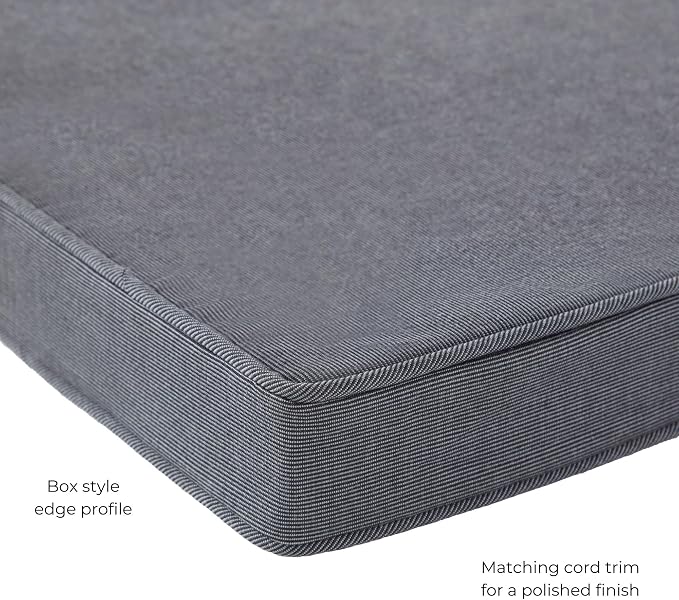 Indoor/Outdoor Chair Pads in Sunbrella Fabric – 17''x17'' Patio Seat Cushions with Foam Insert, Removable Reversible Cover & Ties for Patio Dining Chairs – Set of 2 or 4, Canvas Coal