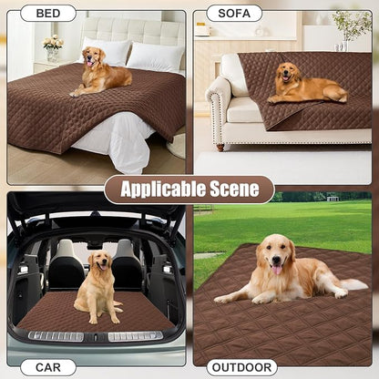 Smiry Waterproof Reversible Pet Couch Covers for Dogs | Pet Friendly, Soft Fabric, Washable Sofa Furniture Protector for Dogs Cat Kids, Checkered (40"x70", Brown/Brown)