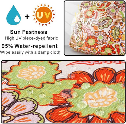 NettyPro Patio Cushion Covers Replacement Set 4 Water Repellent UV Resistant Outdoor Cushion Slipcover with Zipper and Tie, 20 x 18 x 4 Inch, Pop Paisley