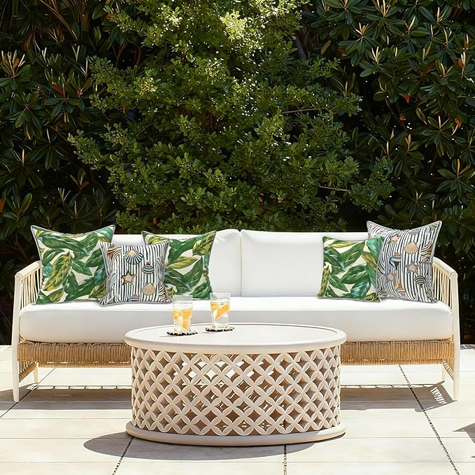 LVTXIII Outdoor Throw Pillow Covers Pack of 2 Patio Waterproof Pillow Cases Fade Resistant Accent Pillow Covers for Home and Garden Furniture Decoration, 18"x18", Lush Leaf Jungle