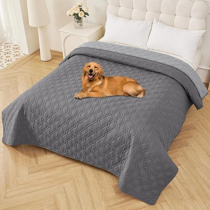 Smiry Reversible Waterproof Pet Couch Covers for Sofa | Washable Dog Couch Sofa Covers, Water Resistant Furniture Protector Slipcover, Geometric (82"x102", Grey/Light Grey)