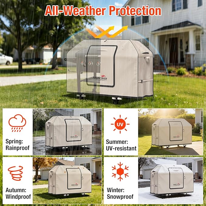 Exclusive Foldable 52 inch Grill Cover, 600D Heavy Duty Outdoor BBQ Cover for 2-4 Burners Grill Weber 7106 Spirit 200 300 Series, Khaki