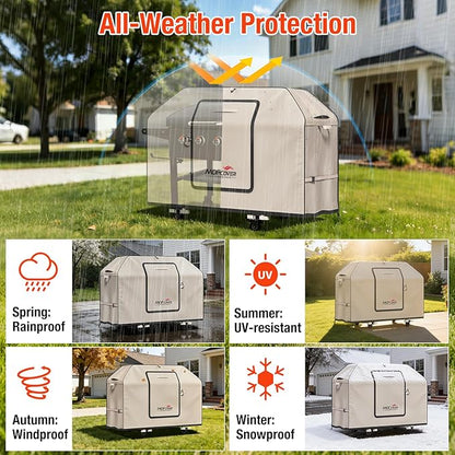 Exclusive Foldable 52 inch Grill Cover, 600D Heavy Duty Outdoor BBQ Cover for 2-4 Burners Grill Weber 7106 Spirit 200 300 Series, Khaki