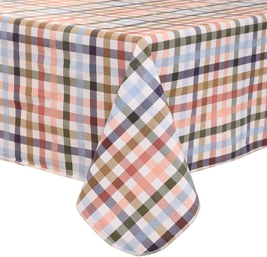 Heavy Duty Vinyl Tablecloth with Flannel Backing Waterproof Oil-Proof Plastic Table Cloth Stain-Resistant Wipeable Rectangle or Square Table Cover for Indoor and Outdoor (Color Checkered,54x54 Inch)